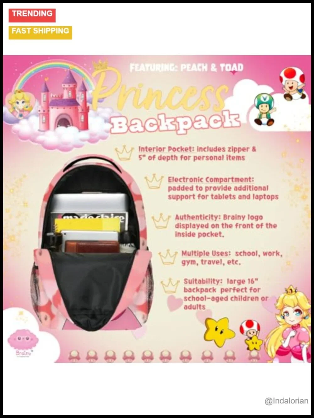 Princess Cartoon Backpack 16